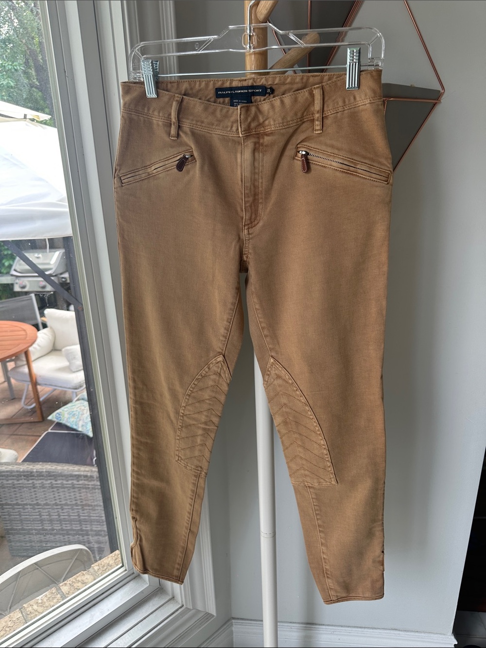 RALPH LAUREN SPORT Women’s Equestrian Western Slim Stretch Jeans Khaki Tan Sz 28